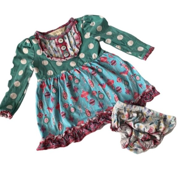 Matilda Jane Christmas Ornament Pastel Dress & Bloomers - Picture 1 of 6
